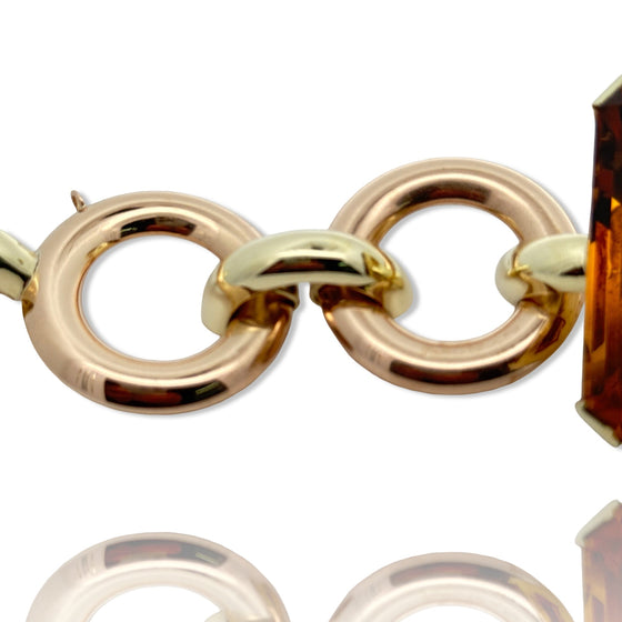 Retro 150 ct Citrine and 14K Rose and Yellow Gold Bracelet