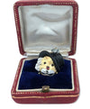 Clown Diamond, Onyx, Ruby 14K Yellow and White Gold Pendant Brooch