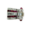 Art Deco Diamond and Ruby Platinum Ring