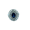 Oval Sapphire and Rose Cut Diamond 18K White Gold Ring