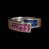 Pink and Blue Sapphire Platinum Bypass Ring