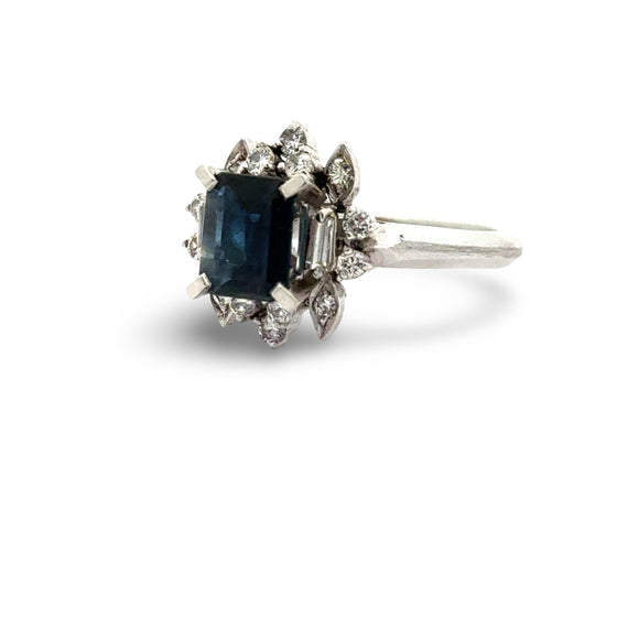 Sapphire and Diamond Platinum Ring