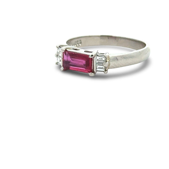 Fine Ruby and Diamond Platinum Ring