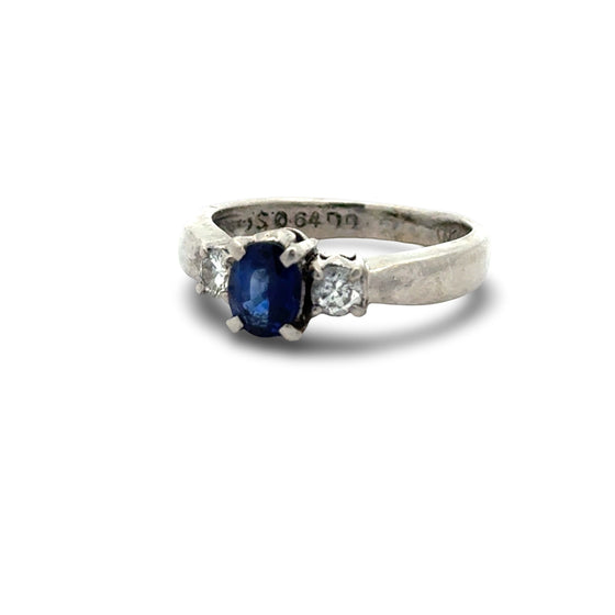 Fine Sapphire and Diamond Platinum Ring