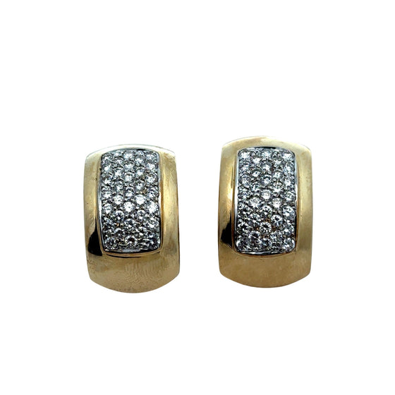Diamond and 14K White and Yellow Gold Earrings