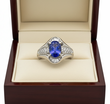  Tanzanite and Diamond Platinum Ring