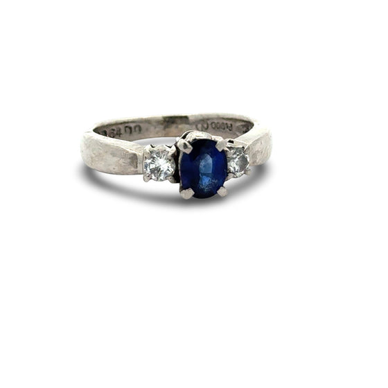 Fine Sapphire and Diamond Platinum Ring