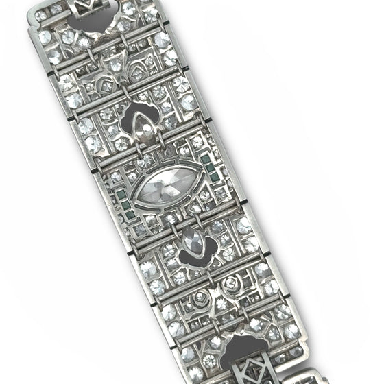 Art Deco 23.50cttw Diamond and Emerald Platinum Bracelet