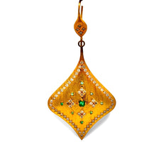  1990's Brush Finish Diamond and Emerald 18k Yellow Gold Earrings