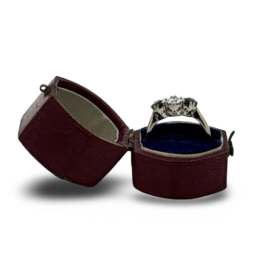 Art Deco Diamond and Sapphire 18K White Gold Ring