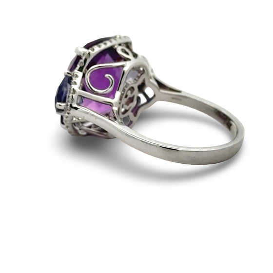 Effy Amethyst and Iolite 14K White Gold 3-Stone Ring