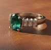 Oval Emerald and Diamond Platinum Ring