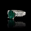 Oval Emerald and Diamond Platinum Ring