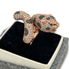 Effy White and Black Diamond, Emerald and 14K Rose Gold Panther Ring