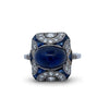 Art Deco 5.30 ct No Heat Sapphire (GIA), Diamond and Platinum Ring