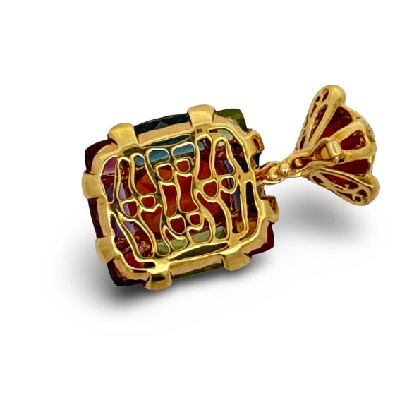 Bellarri Multi Color Gemstone, Diamond and 18K Yellow Gold Pendant