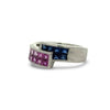 Pink and Blue Sapphire Platinum Bypass Ring