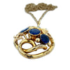 12.17 ct Ceylon Sapphire, Diamond and 12K Yellow Gold Necklace