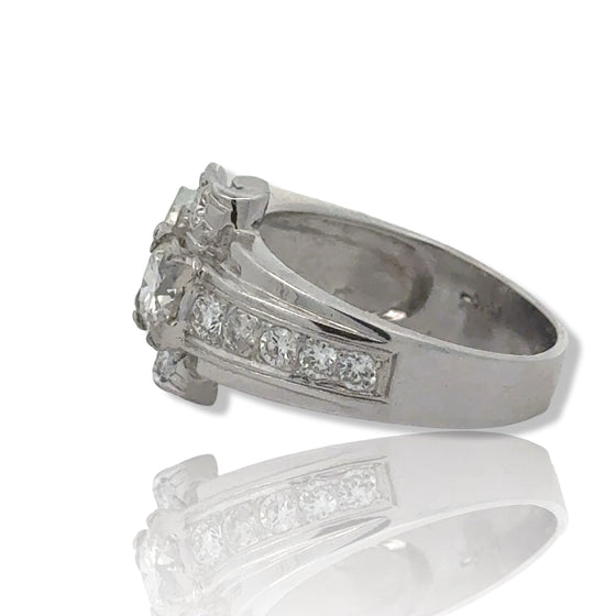 Retro 1.48cttw. Diamond and 14KT White Gold Ring