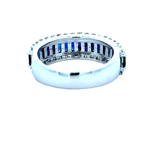 Sapphire, Diamond 18K White Gold Ring