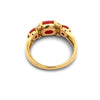 Italian Natural Coral and Diamond 18kt Yellow Gold Ring