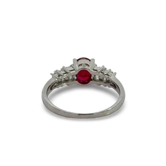 Fine Ruby and Diamond Platinum Ring