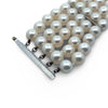 Italian 5 Row 7.75-8.50mm Cultured Pearl 14K White Gold Wide Bracelet