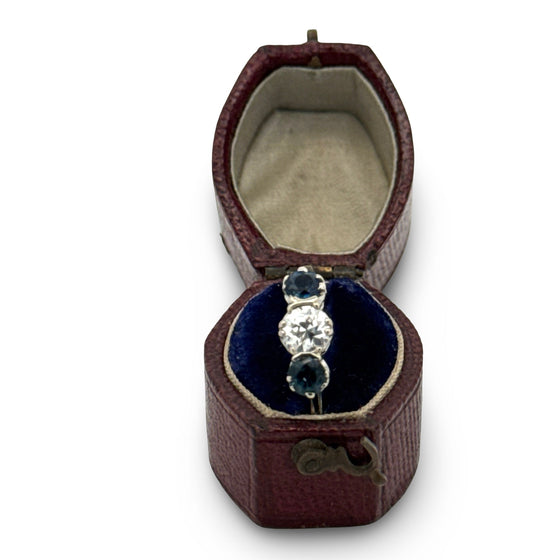 Art Deco Diamond and Sapphire 18K White Gold Ring