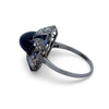 Art Deco 5.30 ct No Heat Sapphire (GIA), Diamond and Platinum Ring