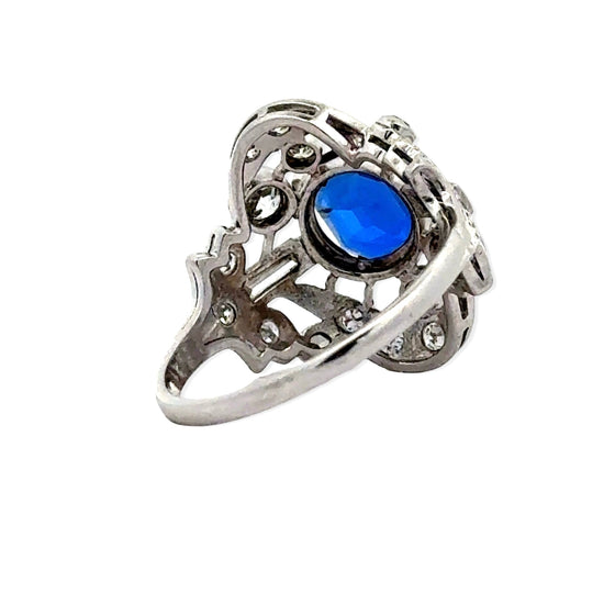 No Heat Burma Sapphire and Diamond Platinum Ring