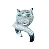 Panther, Diamond, Emerald and 18K White Gold Ring