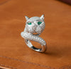 Panther, Diamond, Emerald and 18K White Gold Ring