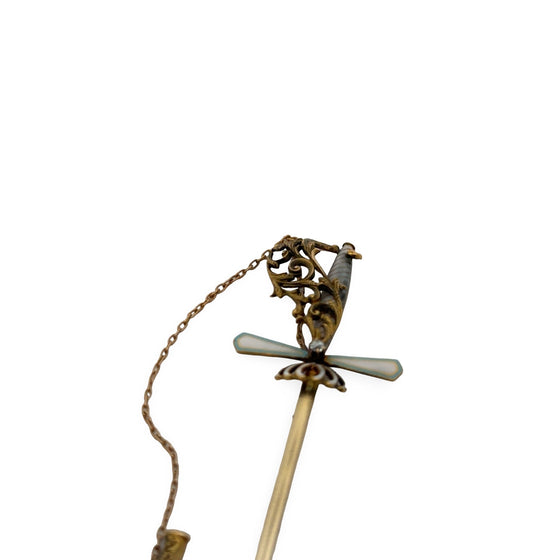 Victorian Royalty Sword French Enamel and Diamond Brooch