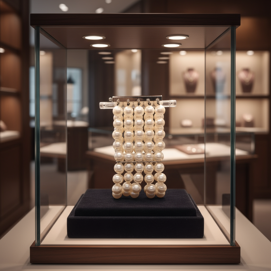 Italian 5 Row 7.75-8.50mm Cultured Pearl 14K White Gold Wide Bracelet