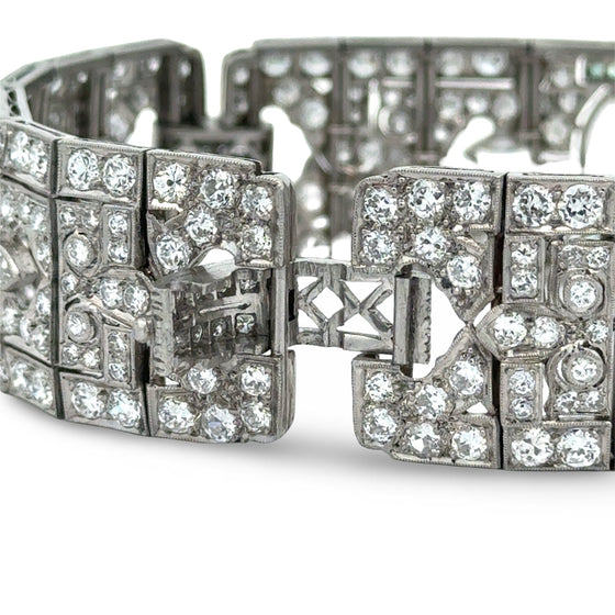 Art Deco 23.50cttw Diamond and Emerald Platinum Bracelet