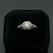  Art Deco 1920's Diamond Filigree 18K White Gold Ring