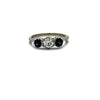 Art Deco Diamond and Sapphire 18K White Gold Ring