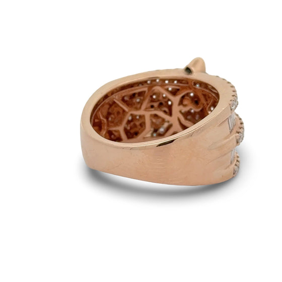 Black and White Diamond 14K Rose Gold Panther Ring