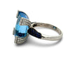 Effy Blue Topaz, Black Diamond and 18K White Gold Ring