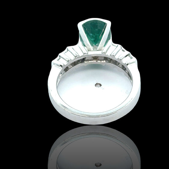Oval Emerald and Diamond Platinum Ring
