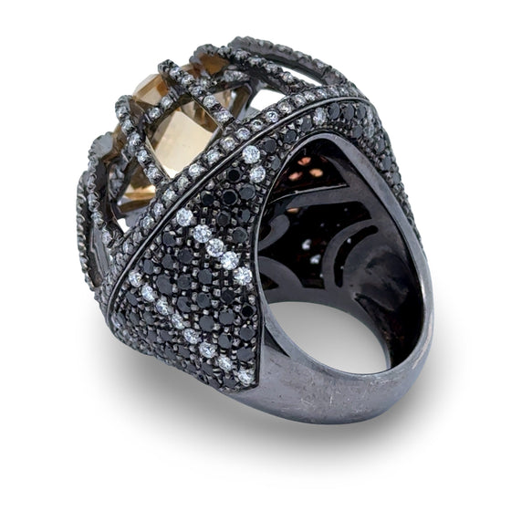 Citrine, Orange Sapphire, Diamond Designer Ring