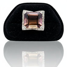  Emerald Cut Ametrine, Diamond and 18K White Gold Statement Ring