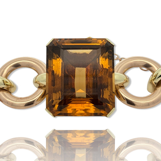 Retro 150 ct Citrine and 14K Rose and Yellow Gold Bracelet