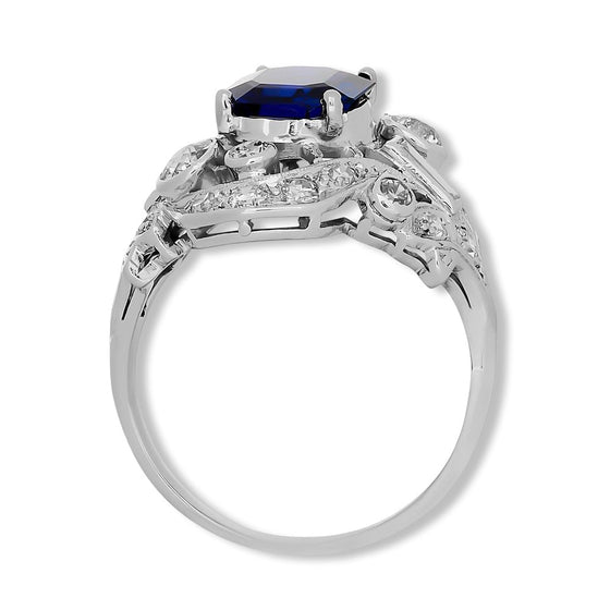 No Heat Burma Sapphire and Diamond Platinum Ring