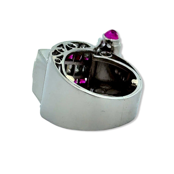 Art Deco Diamond and Ruby Platinum Ring