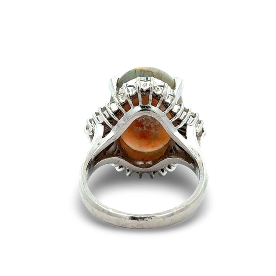 Fine Opal and Diamond Platinum Ring