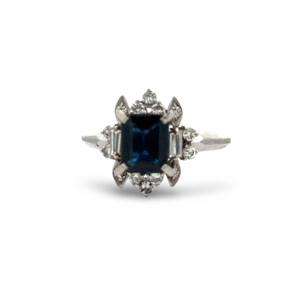 Sapphire and Diamond Platinum Ring