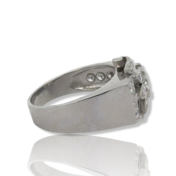 Retro 1.48cttw. Diamond and 14KT White Gold Ring