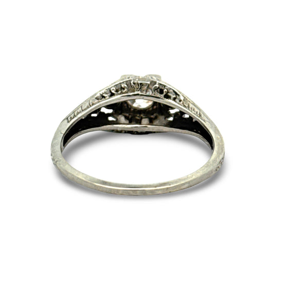 Art Deco 1920's Diamond 18K White Gold Ring