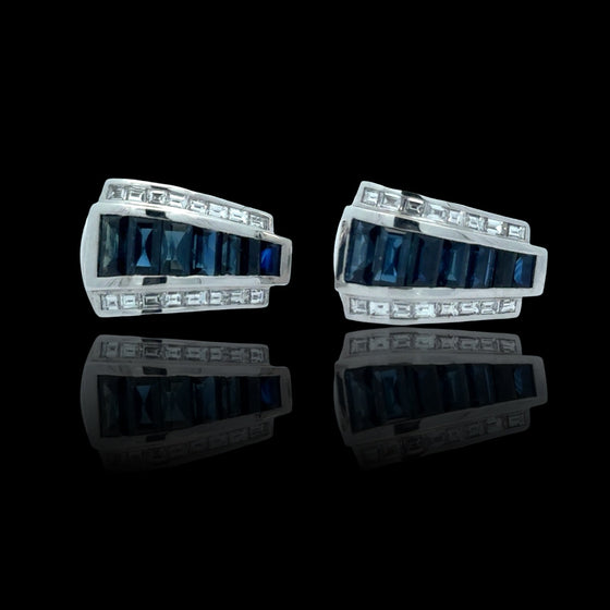 Sapphire and Diamond 18K White Gold Dangle Earrings